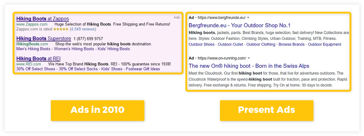old vs. new ads comparison